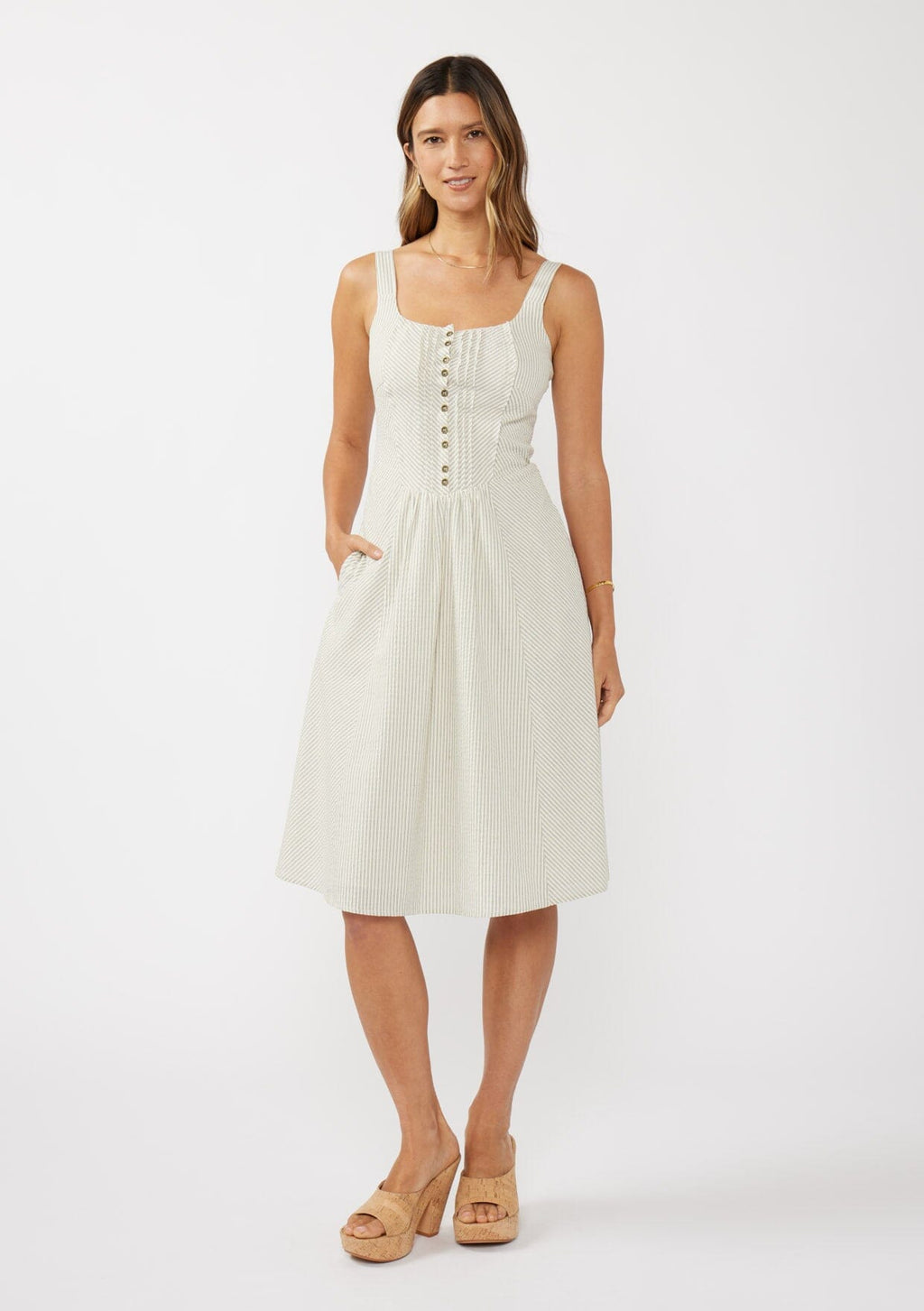 Janet Striped Midi Dress