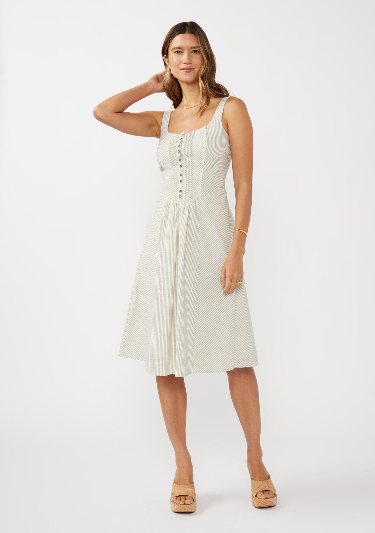 Janet Striped Midi Dress