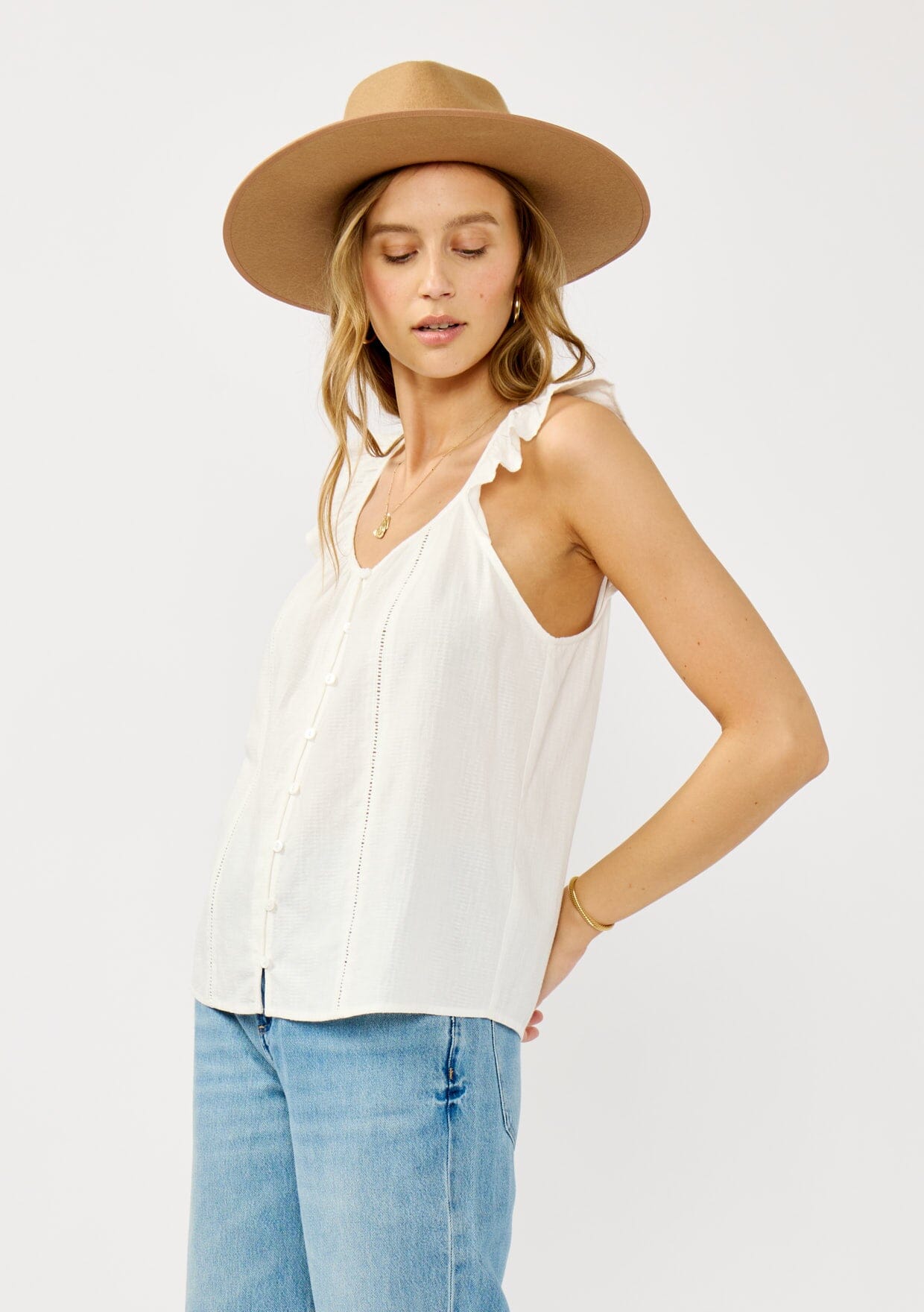 Lenara Button Front Top