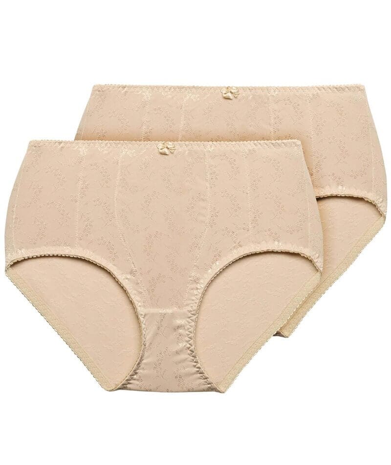 Exquisite Form Floral Jacquard Shaping Brief 2 Pack - Nude