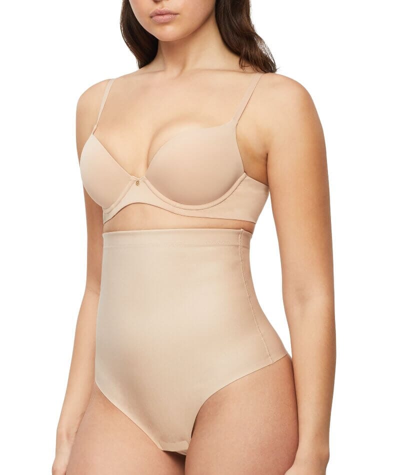 Nancy Ganz X-Factor High Waisted Thong - Warm Taupe